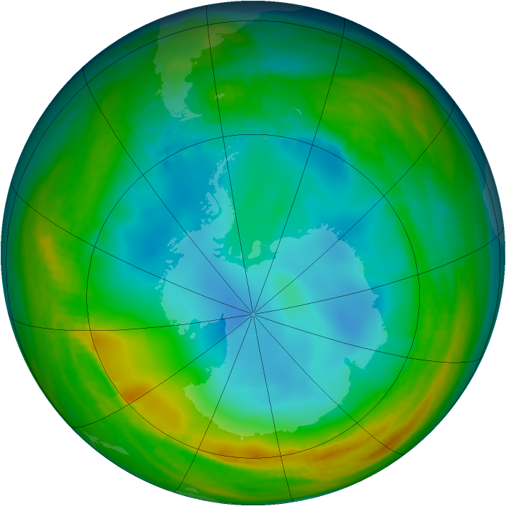 Antarctic ozone map for 26 June 1984
